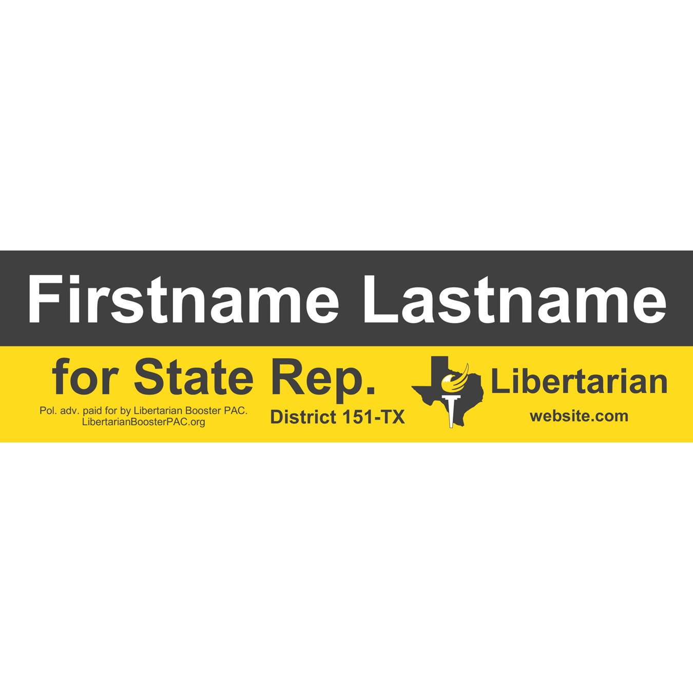 Bumper Stickers 11.5"x3" for Texas Candidates