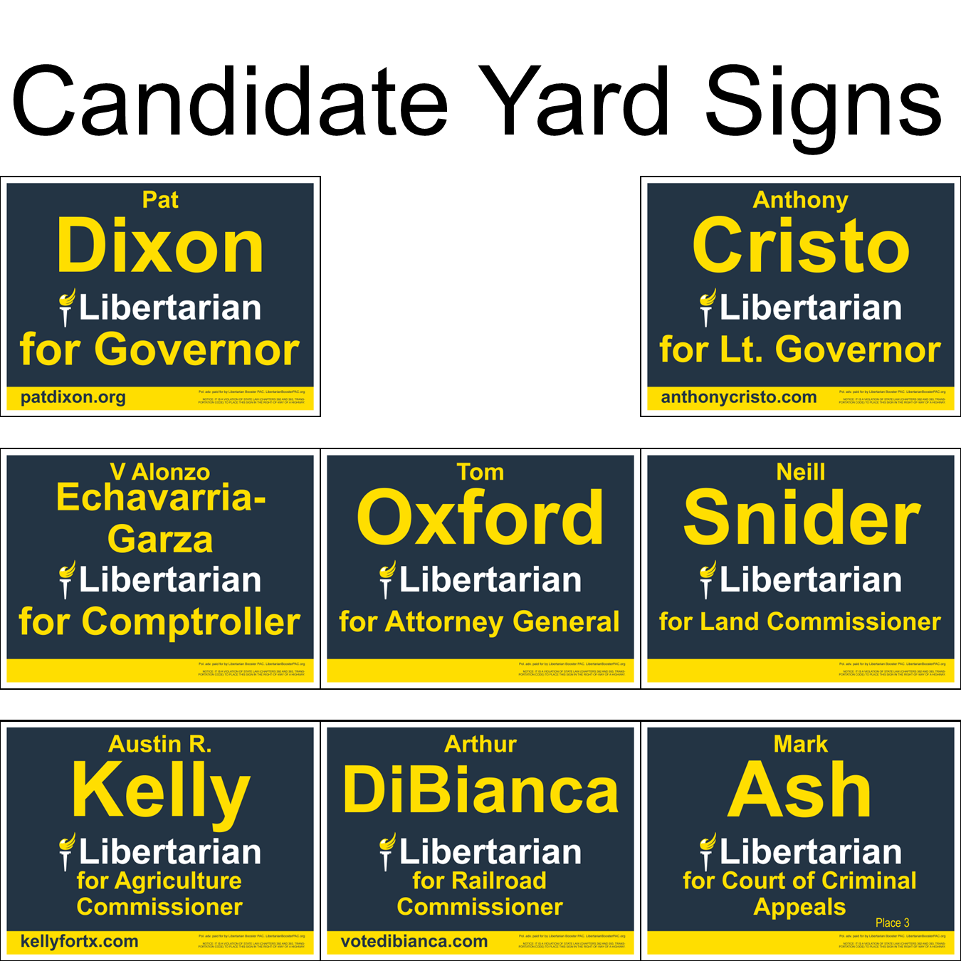 Yard Signs for Texas Candidates